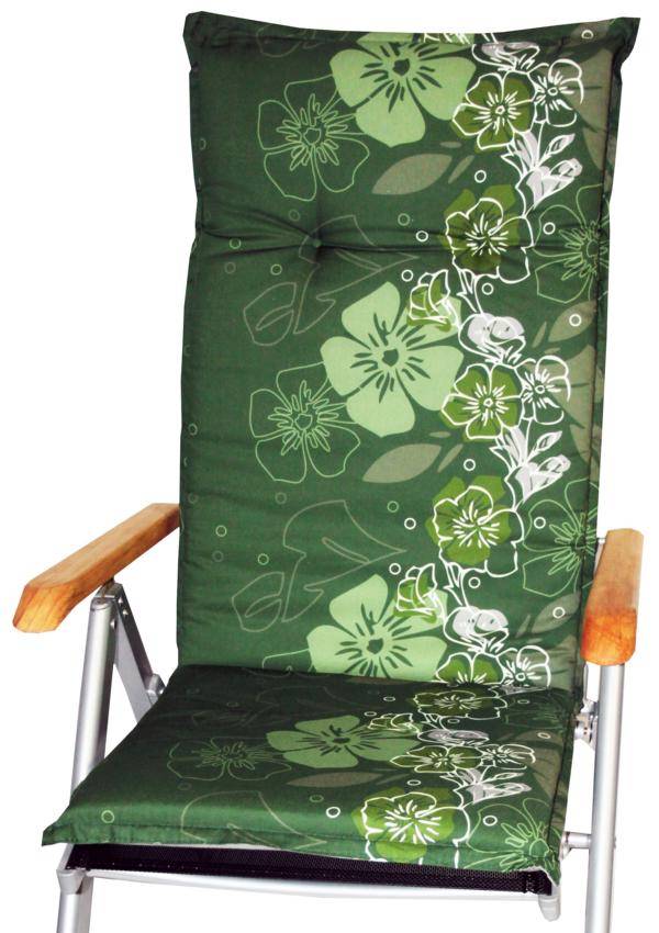 Sitzkissen mit Blumen Motiv in mehreren grün Tönen für Stühle mit hoher Rückenlehne
