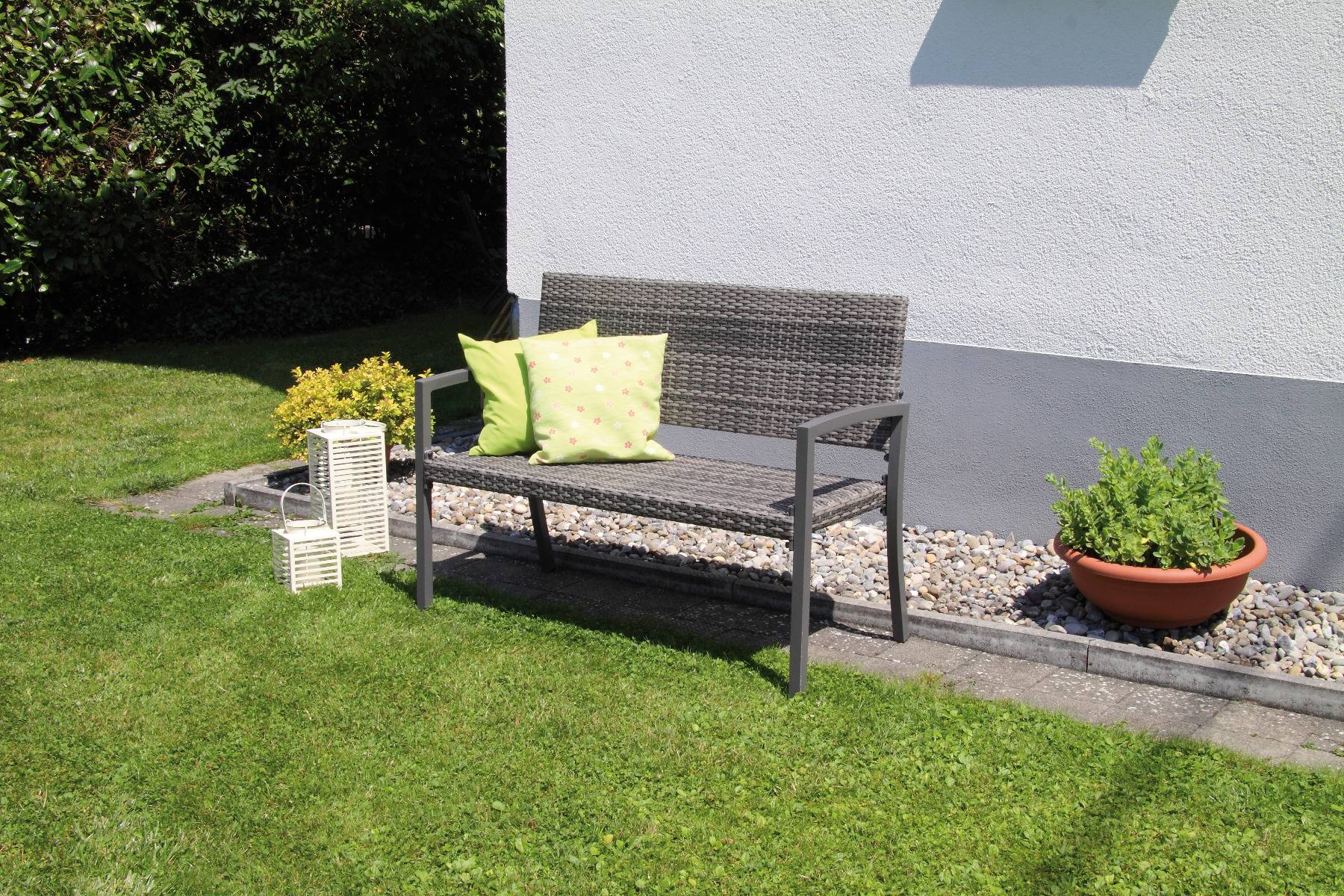 Dijon 2-Sitzer Gartenbank von acamp in anthrazit grau meliert