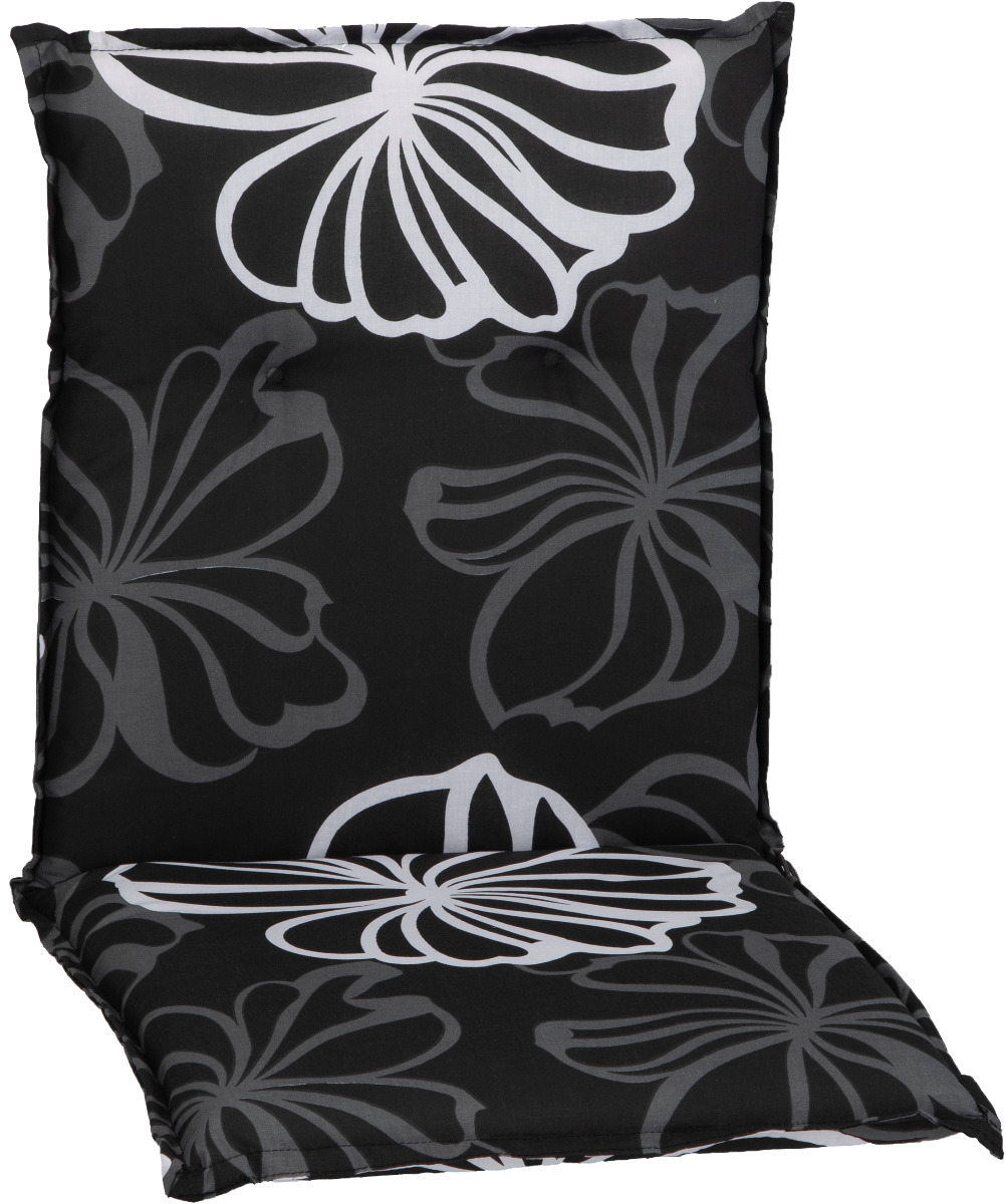 Polster Auflage für Stühle mit niedrigem Rückenteil silber graue Blüten