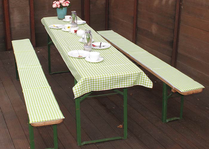 beo Festzeltauflagen-Set für Bierzeltgarnituren karo grün für 50cm Tische