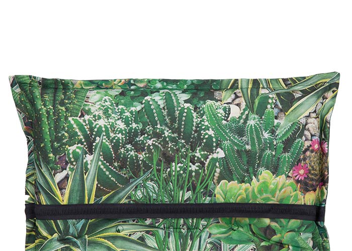 BE911 Turin - Tegernsee, Niedriglehner Auflage mit Kaktusgarten Design aus Mischgewebe ( 50% Baumwolle / 50% Polyester ) 