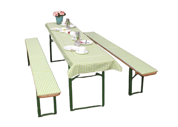 beo Festzeltauflagen-Set für Bierzeltgarnituren karo grün für Tische bis 80cm Breite